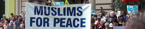 Muslims for Peace banner